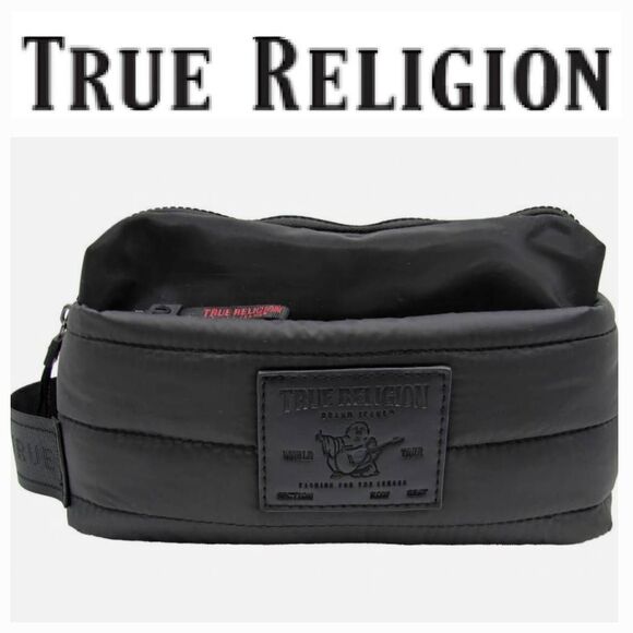 True Religion Whistler Red Trim World Tour Puffer Dopp Bag